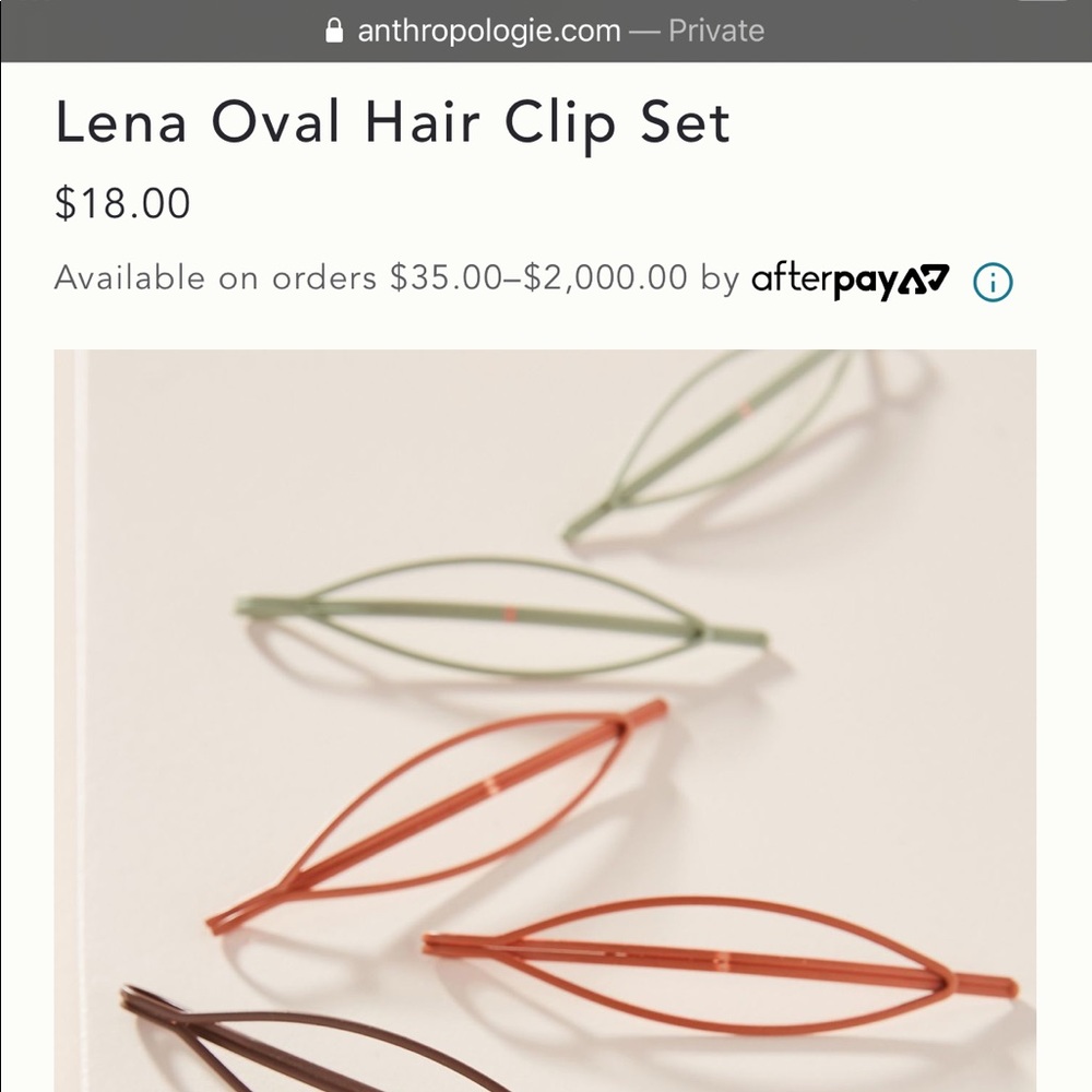 Anthropologie Lena Hair Clip Set in Moss